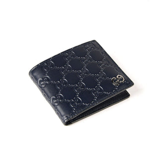Gucci Men's Blue Navy Texture Print / Calf-Skin Leather Wallet 473916 (GGMW2101)-AmbrogioShoes