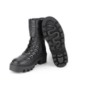 Gucci 628855 DH7A0 1000 Women's Shoes Black Calf-Skin Leather Ankle Combat Boots (GGW3100)-AmbrogioShoes