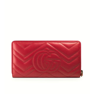 Gucci Marmort Women's Red Calf-Skin Leather Quilted Wallet (GGWW3600)-AmbrogioShoes