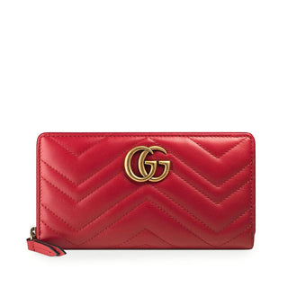 Gucci Marmort Women's Red Calf-Skin Leather Quilted Wallet (GGWW3600)-AmbrogioShoes