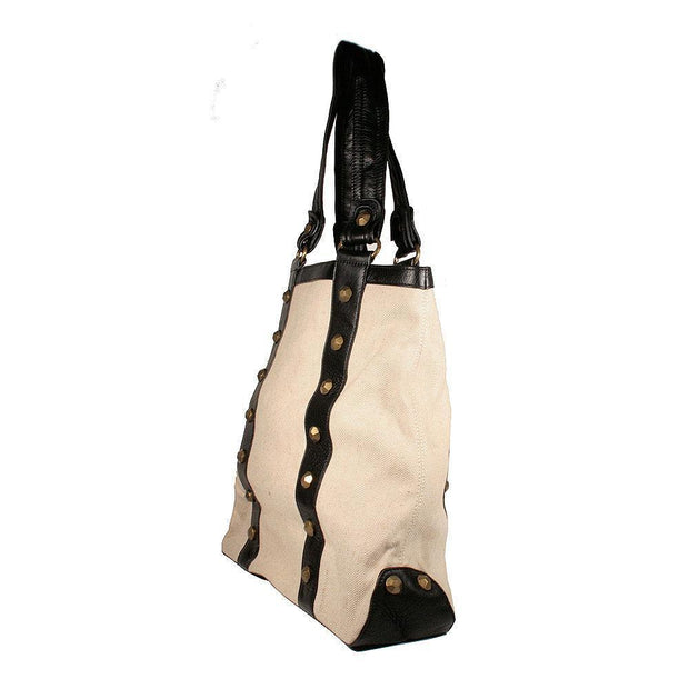 Dellamoda Handbag Colby Tote Beige Canvas Designer Bag (DM61)-AmbrogioShoes