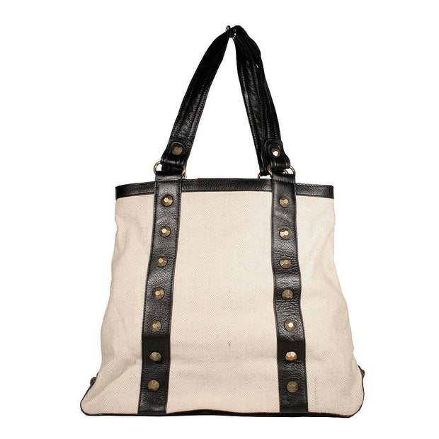 Dellamoda Handbag Colby Tote Beige Canvas Designer Bag (DM61)-AmbrogioShoes