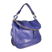 Dellamoda Handbag Lamb Leather Sasha Shoulder Cobalt XL ts10-15 (DM05)-AmbrogioShoes