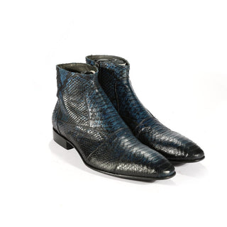 Jo Ghost 1563 Men's Shoes Navy Python Print / Calf-Skin Leather Ankle Boots (JG5263)-AmbrogioShoes