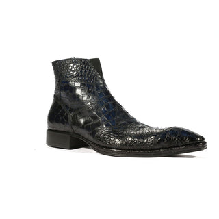 Jo Ghost 2030 Men's Shoes Navy Crocodile Print / Calf-Skin Leather Boots (JG5257)-AmbrogioShoes