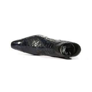 Jo Ghost 2030 Men's Shoes Navy Crocodile Print / Calf-Skin Leather Boots (JG5257)-AmbrogioShoes