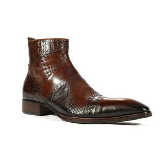 Jo Ghost 3999 Men's Shoes Brown Texture / Crocodile Print / Lizard Print / Calf-Skin Leather Boots (JG5259)-AmbrogioShoes