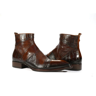 Jo Ghost 3999 Men's Shoes Brown Texture / Crocodile Print / Lizard Print / Calf-Skin Leather Boots (JG5259)-AmbrogioShoes