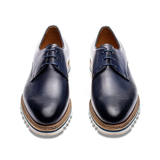 Jose Real Amsterdam A310 Men's Shoes Oceania Blue Calf-Skin Leather Derby Oxfords (RE2216)-AmbrogioShoes