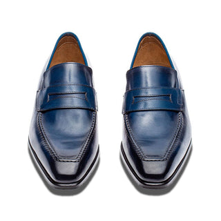 Jose Real Colonial H126-C Men's Shoes Navy Calf-Skin Leather Penny Loafers (RE2208)-AmbrogioShoes