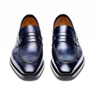Jose Real Mastrich B347 Men's Shoes Navy Calf-Skin Leather Slip-On Penny Loafers (RE2213)-AmbrogioShoes
