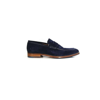 Jose Real Men's Shoes U503 Velour Winter Blue Loafers (JRO1584)-AmbrogioShoes