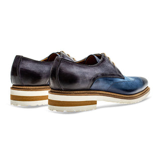 Jose Real Veloce R2353-G Men's Shoes Blue & Antracite Gray Nubuck Leather Derby Oxfords (RE2218)-AmbrogioShoes