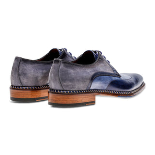 Jose Real Veloce R2353 Men's Shoes Blue & Antracite Gray Calf-Skin Leather Whole-Cut Oxfords (RE2233)-AmbrogioShoes