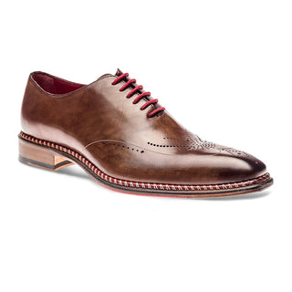 Jose Real Veloce R2359 Men's Shoes Brown & Red Calf-Skin Leather Wingtip Oxfords (RE2234)-AmbrogioShoes