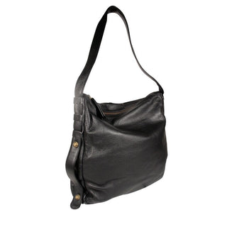 Dellamoda Lamb Leather Handbag Black Piper Hobo TS10-09 (DM30)-AmbrogioShoes