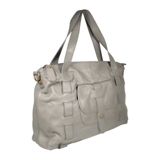 Dellamoda Lamb Leather Handbag Gray Piper Satchel TS10-10 (DM36)-AmbrogioShoes