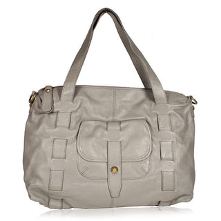 Dellamoda Lamb Leather Handbag Gray Piper Satchel TS10-10 (DM36)-AmbrogioShoes