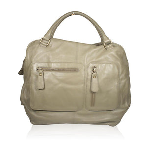 Dellamoda Lamb Leather Handbag Khaki Maddox XL TS10-08 (DM45)-AmbrogioShoes