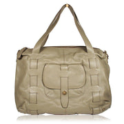 Dellamoda Lamb Leather Handbag Khaki Piper Satchel TS10-10 (DM35)-AmbrogioShoes
