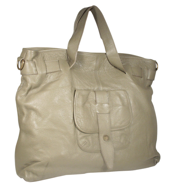 Dellamoda Lamb Leather Handbag Khaki Piper XL TS10-11 (DM38)-AmbrogioShoes