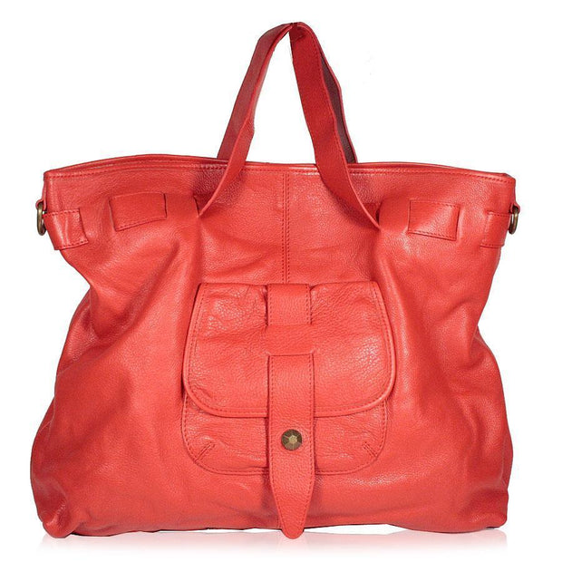 Dellamoda Lamb Leather Handbag Red Piper XL TS10-11 (DM43)-AmbrogioShoes