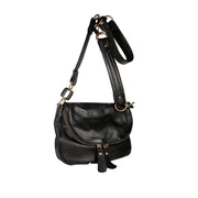 Dellamoda Lamb Leather Handbag Sasha Messenger / Sling Black Designer Bag TS10-13 (DM06)-AmbrogioShoes