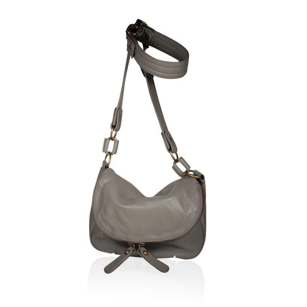Dellamoda Lamb Leather Handbag Sasha Messenger / Sling Gray Designer Bag TS10-13 (DM07)-AmbrogioShoes