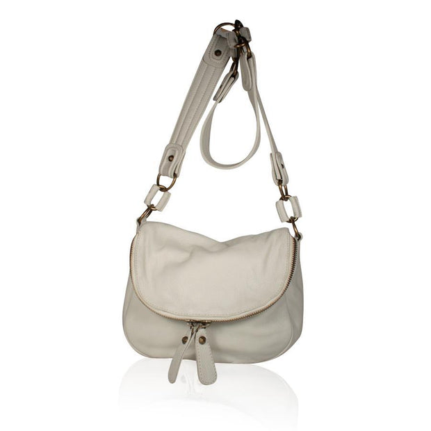 Dellamoda Lamb Leather Handbag Sasha Messenger / Sling White Designer Bag TS10-13 (DM10)-AmbrogioShoes