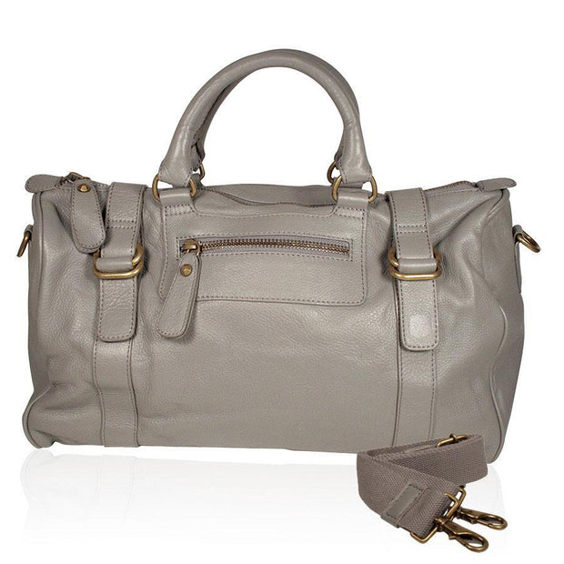 Dellamoda Lamb Leather Handbag TY Satchel Gray ts10-19 (DM18)-AmbrogioShoes