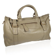 Dellamoda Lamb Leather Handbag TY Satchel Khaki ts10-19 (DM19)-AmbrogioShoes