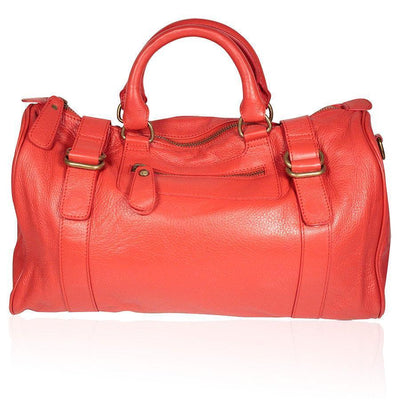 Dellamoda Lamb Leather Handbag TY Satchel Red ts10-19 (DM16)-AmbrogioShoes