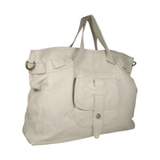 Dellamoda Lamb Leather Handbag White Piper XL TS10-11 (DM40)-AmbrogioShoes