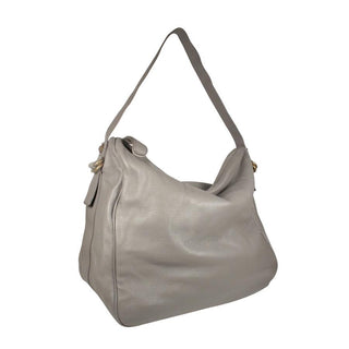 Dellamoda Lambw Gray Leather Handbag TY Hobo TS10-16 (DM29)-AmbrogioShoes