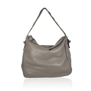 Dellamoda Lambw Gray Leather Handbag TY Hobo TS10-16 (DM29)-AmbrogioShoes