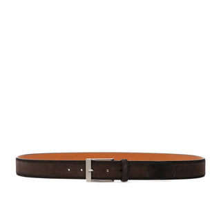 Magnanni 1164 Telante Men's Antidifu Brown Suede Leather Belt (MAGB1029)-AmbrogioShoes