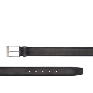 Magnanni 1164 Telante Men's Antidifu Gray Suede Leather Belt (MAGB1026)-AmbrogioShoes