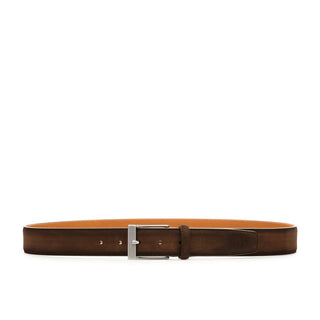 Magnanni 1164 Telante Men's Antidifu Midbrown Suede Leather Belt (MAGB1025)-AmbrogioShoes