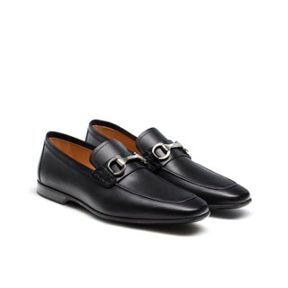 Magnanni 18456 Rafia-II Men's Shoes Buterblade Black Calf-Skin Horsebit Loafers (MAG1076)-AmbrogioShoes