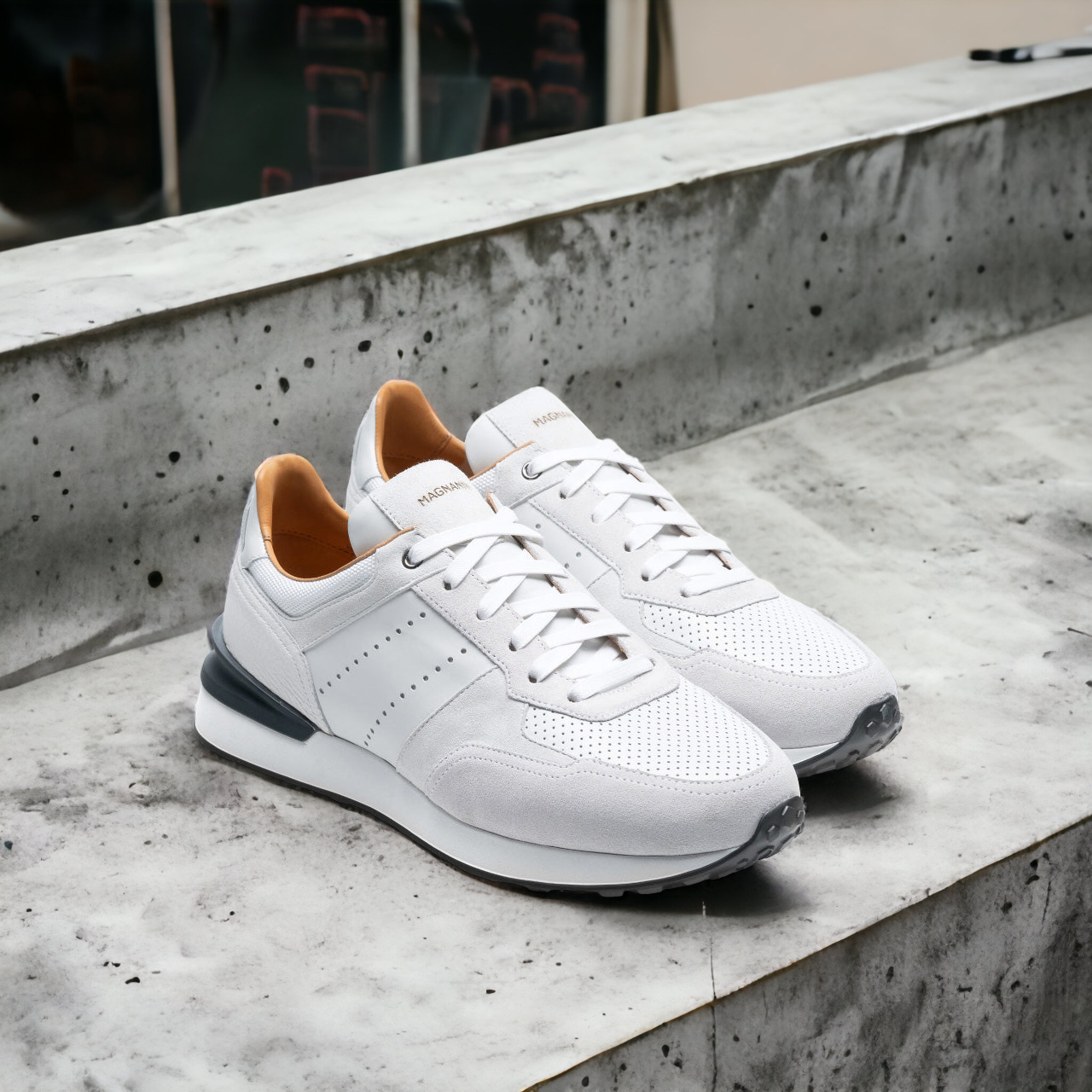 Magnanni Sona 23741 Men s Shoes White Suede Calf Skin Leather