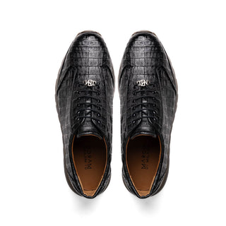 Marco Di Milano Alonzo Men's Shoes Black Genuine Caiman Crocodile Fashion Sneaker (MDM1110)-AmbrogioShoes