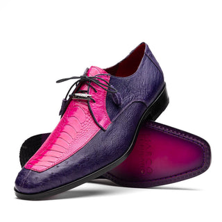 Marco Di Milano Andretti Men' Shoes Pink & Purple Genuine Ostrich Leg Dress Derby Oxfords (MDM1099)-AmbrogioShoes