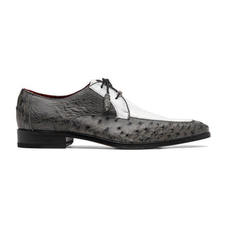 Marco Di Milano Andretti Men's Shoes Gray & White Genuine Ostrich Leg Dress Derby Oxfords (MDM1096)-AmbrogioShoes