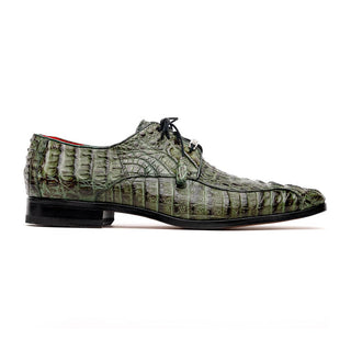 Marco Di Milano Apricena Men's Shoes Green Exotic Crocodile Derby Oxfords (MDM1011)-AmbrogioShoes