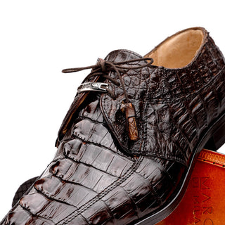 Marco Di Milano Cancun Men's Shoes Brown Exotic Hornback Crocodile Skin Derby Oxfords (MDM1005)-AmbrogioShoes