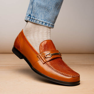 Marco Di Milano Hugo Men's Shoes Honey Exotic Lizard / Calf-Skin Leather Horsebit Loafers (MDM1085)-AmbrogioShoes