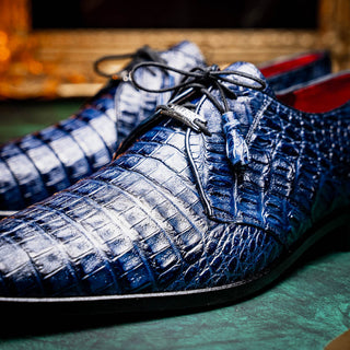 Marco Di Milano Lacio Men's Shoes Navy Exotic Crocodile Derby Oxfords (MDM1022)-AmbrogioShoes