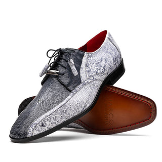 Marco Di Milano Lucca Men's Shoes Newspaper Exotic Stingray / Ostrich Dress Derby's Oxfords(MDM1104)-AmbrogioShoes