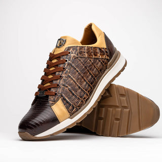 Marco Di Milano Portici Men's Shoes Orix & Brown Exotic Lizard / Crocodile Casual Sneakers (MDM1015)-AmbrogioShoes