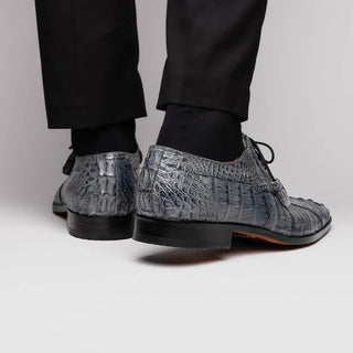 Marco Di Milano Tulum Men's Shoes Gray Exotic Crocodile Derby Oxfords (MDM1009)-AmbrogioShoes